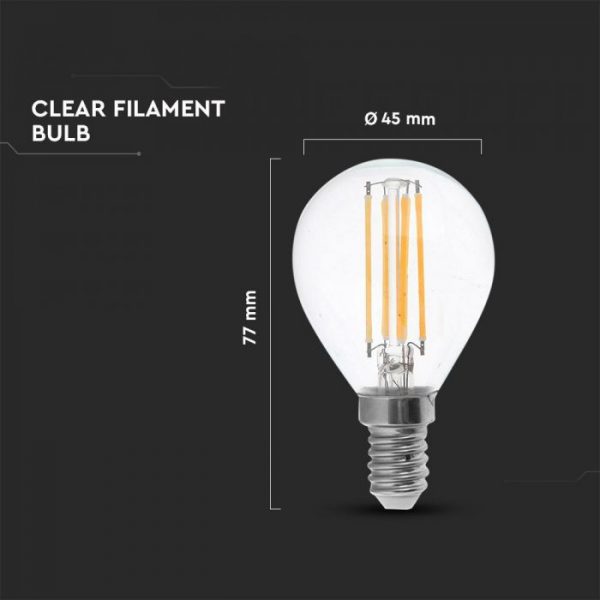 LED Bulb 4W P45 - E14 Clear Glass 6000K (white)