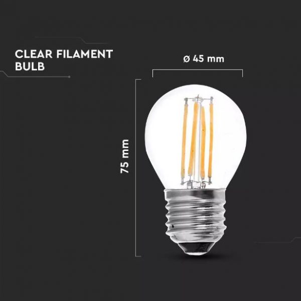 LED Bulb 4W G45 - E27 Clear Glass 6000K