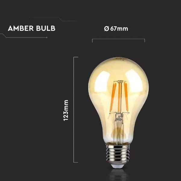 8W LED Bulb A67 Amber Cover 2200K E27