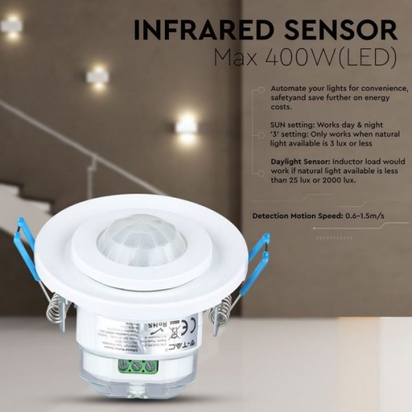 PIR Ceiling Sensor With Moving Head White 360degree