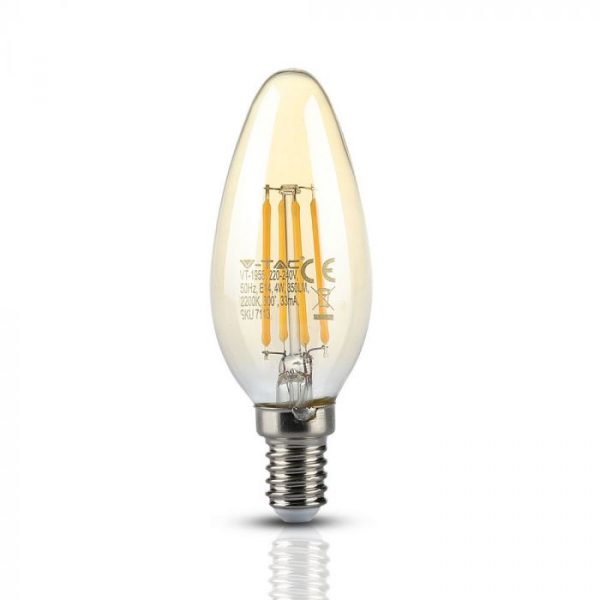 LED Bulb 4W Candle Filament -E-14 Amber Cover 2200K (warm white)