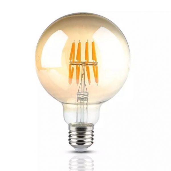 8W G95 LED Filament Bulb Amber Cover 2200K (warm white)