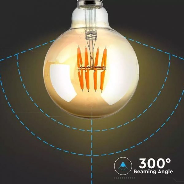 8W G95 LED Filament Bulb Amber Cover 2200K (warm white)