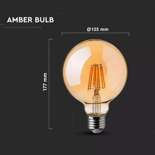 8W LED Bulb G125 E27 Amber Cover 2200K (warm white)