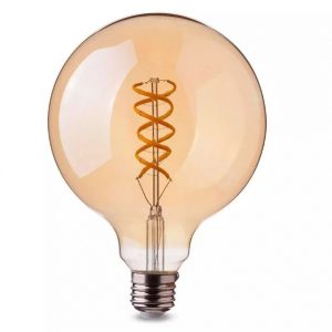 5W G95 LED Bulb Curve Filament Amber Cover 2200K