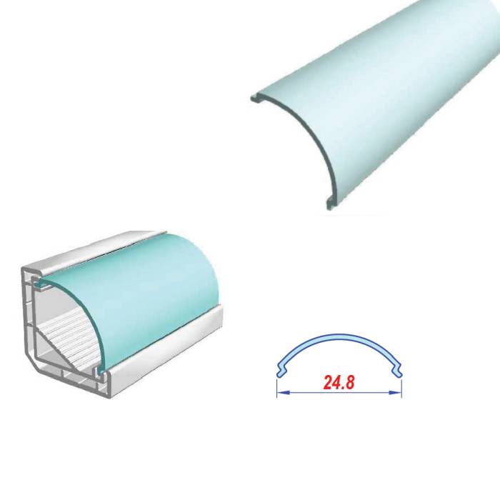 Round LED Profile Diffuser Polycarbonate Semi-Transparent Opal 24.8mm