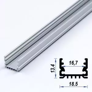 Square U-Shape LED Profile Diffuser Polycarbon Opal 18.5x10.7mm
