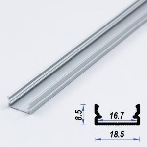 Surface Aluminium LED Profile Mat Anodized 18.5*8.5 mm (metre)