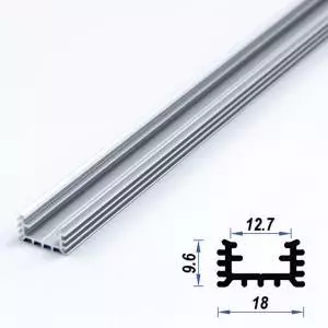 Surface Aluminium LED Profile Mat Anodized 18*9.6 mm (metre)
