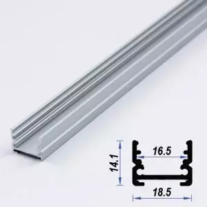 Surface Aluminium LED Profile Mat Anodized 18.5*14.1mm (metre)