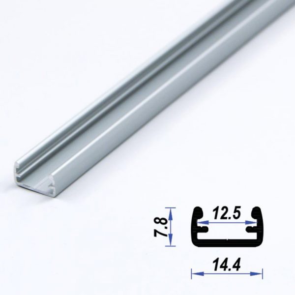 Surface Aluminium LED Profile Mat Anodized 14.4*7.8 mm (metre)