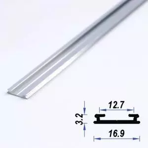 Surface Aluminium LED Profile Super Slim Mat Anodized 16.9*3.2 mm (metre)
