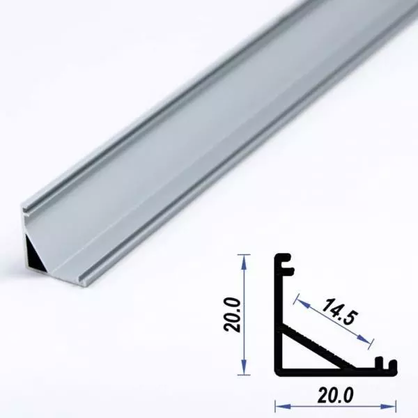 Corner Aluminium LED Profile Mat Anodized 20*20 mm (metre)