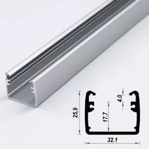 Surface Aluminium LED Profile 32.1 x 25.9 mm (metre)