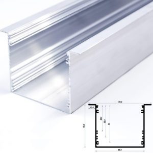 Recessed Aluminium Profile Mat Anodize 85*75mm 12mm flange (metre)