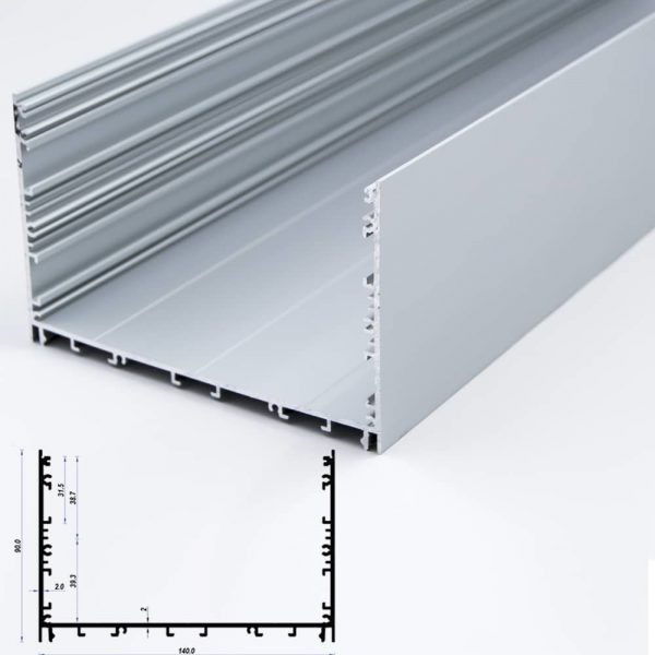 Surface Aluminium Profile Mat Anodize 140*90mm (metre)