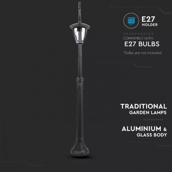 Pole Lamp 2XE27 1410mm IP44 Black