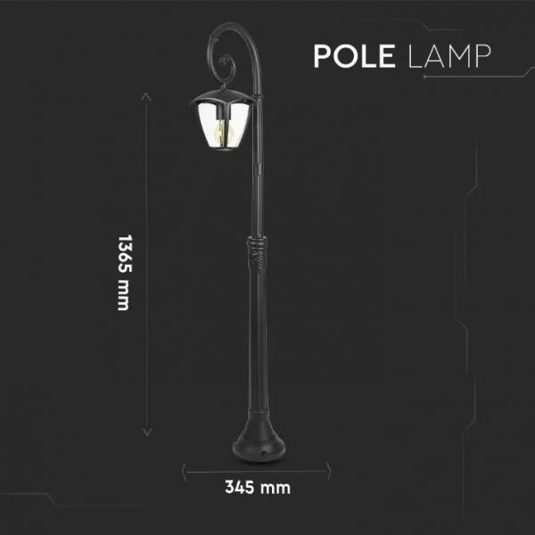 Pole Lamp 1XE27 1365mm IP44 Black