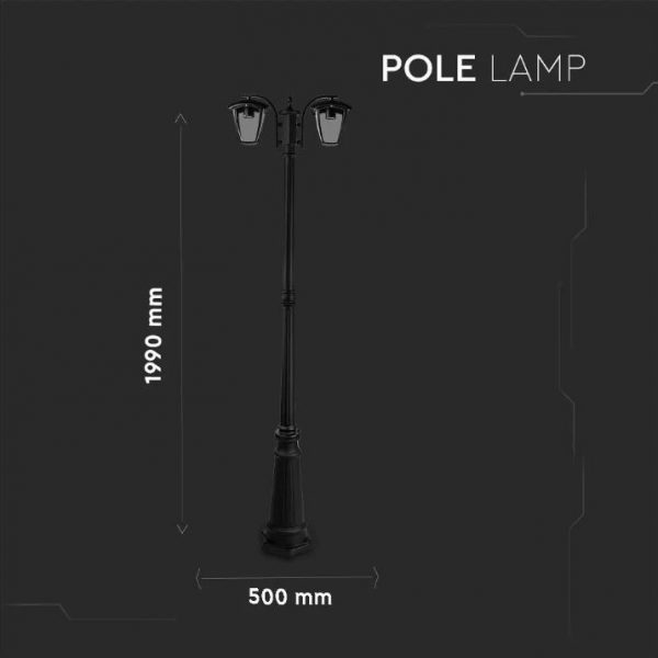 Pole Lamp 2XE27 1990mm IP44 Black