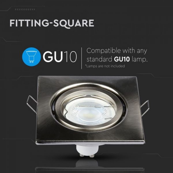 GU10 Housing Square Movable Satin Nickel Recessed