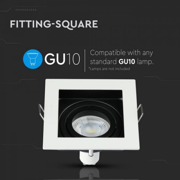 GU10 Fitting Square White 90mm Cutting