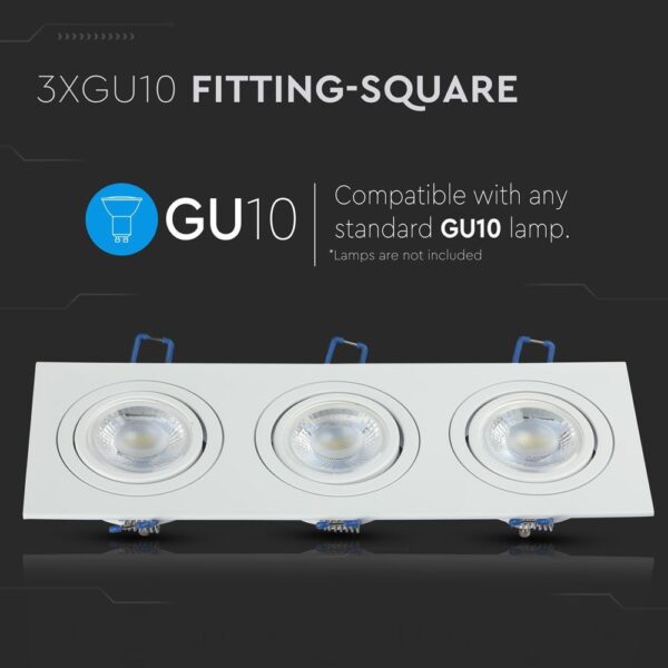3*GU10 Fitting Square Round Aluminium Brush And White