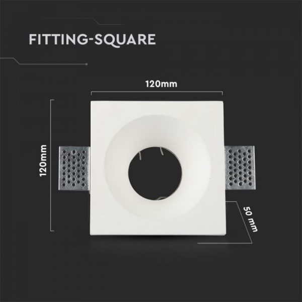 GU10 Fitting Square Gypsum Flat 120x120 White