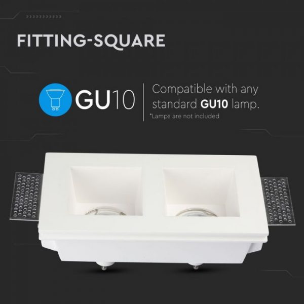 2*GU10 Fitting Square Gypsum White