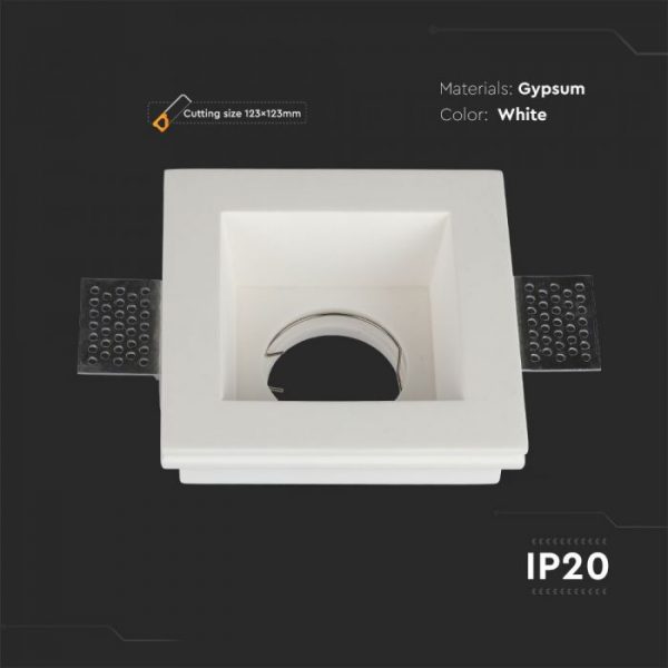 GU10 Gypsum Fitting Square Deep 120x120 White