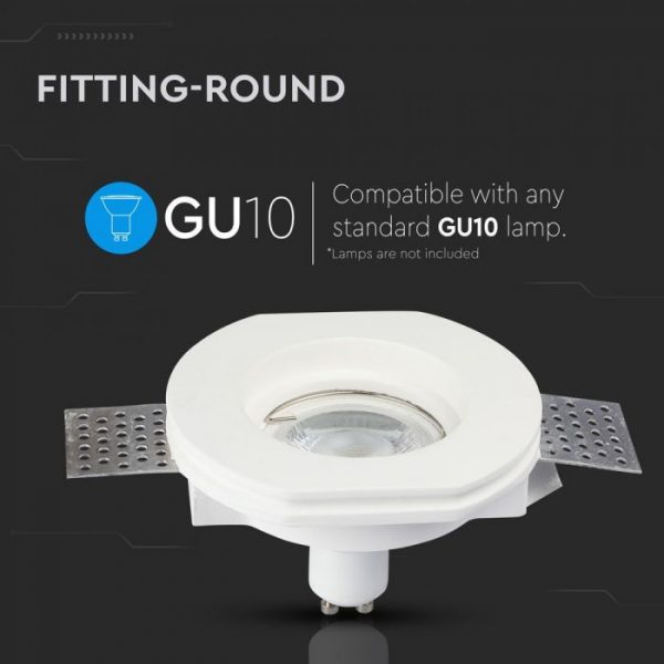 GU10 Fitting Round Gypsum D100 White