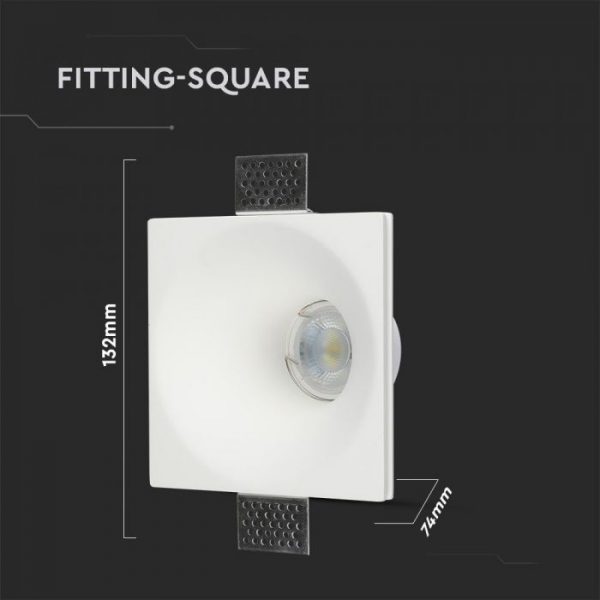 GU10 Fitting Square Gypsum Deep 120x120 White