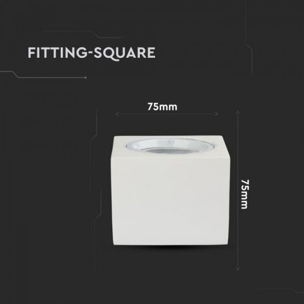 GU10 Fitting Square Gypsum With Aluminium Ring White