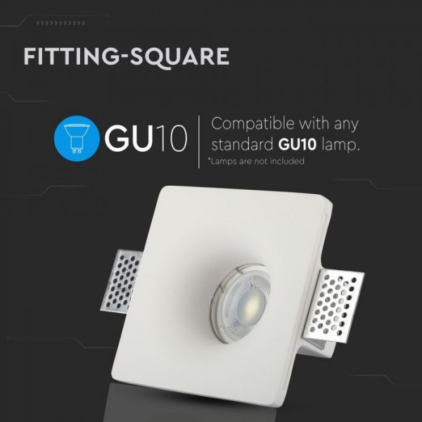 GU10 Fitting Square Gypsum White