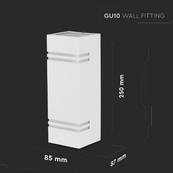 GU10 2 Way Wall Fitting Square Stainless Steel Black/White IP44
