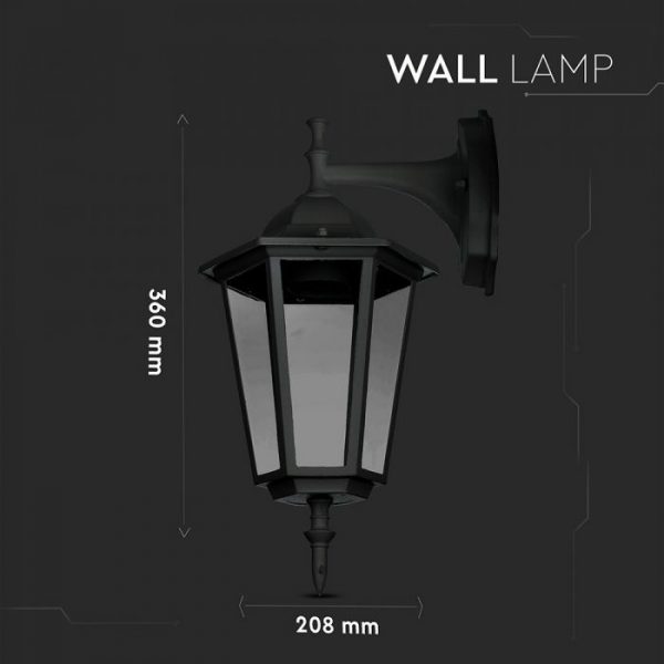 Wall Lamp E27 Matt Black Down