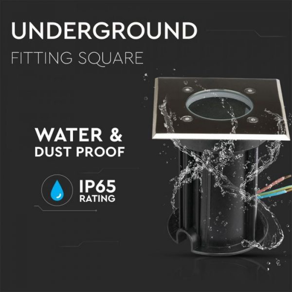 Under Ground Fitting Steel Body GU10 Black Square IP65