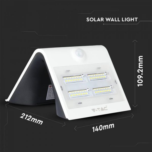 3W LED Solar Wall Light White+Black Body
