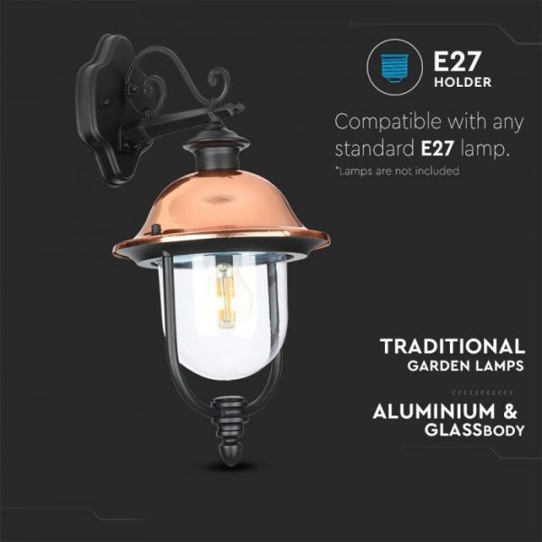 Wall Lamp E27 With Clear Glass Cover Down Lighting