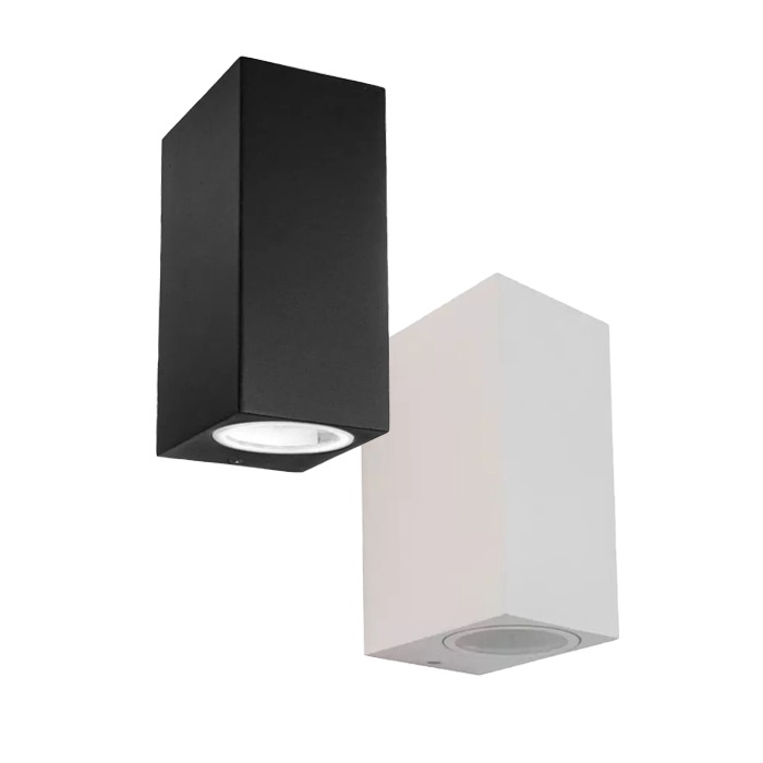 Up and Down Light Fitting Aluminium Square 2Way IP44