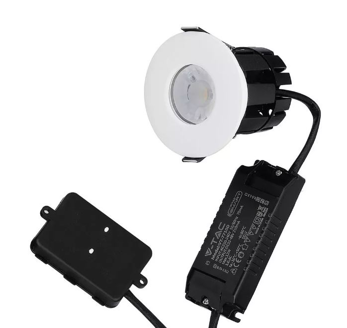 10W Smart Fire Rated Downlight CCT Dimmable White Bezel IP65