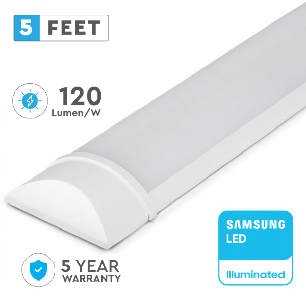 50W 5ft LED Batten Light Fitting Prismatic Slim (150CM)