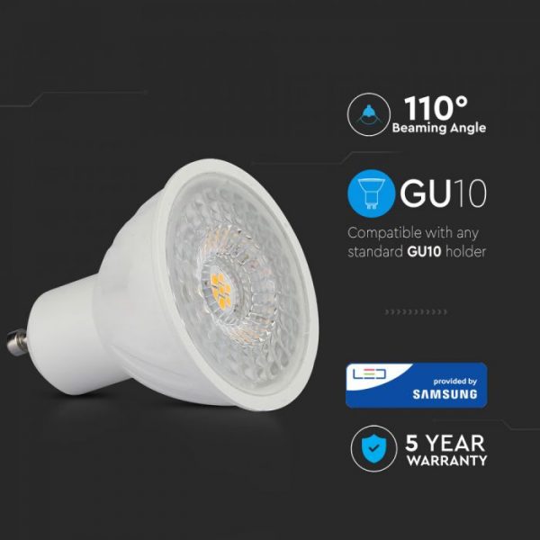 6.5W GU10 Ripple Plastic Spotlight 110° Dimmable