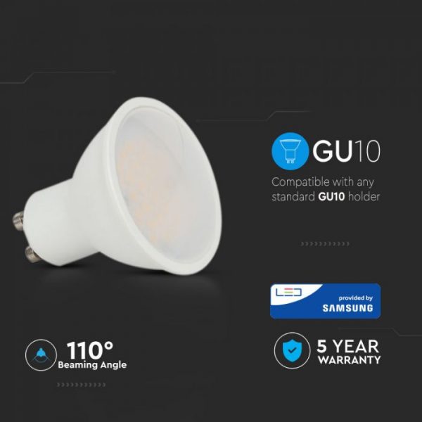5W GU10 Plastic Spotlight 110 degree Milky Cover 5 Years Warranty