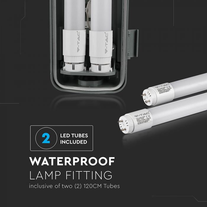 4 Feet Waterproof Fitting with 2 LED Tubes 2x18W IP65 (120cm)
