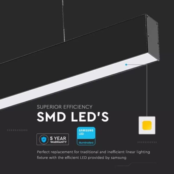 40W Suspended LED Linear Light CCT (3 in 1) Black 120cm