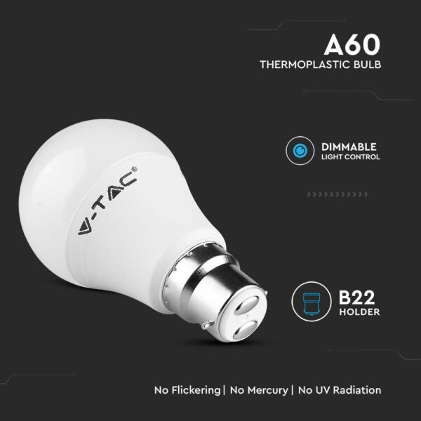 9W A60 LED Plastic Bulb B22 Dimmable