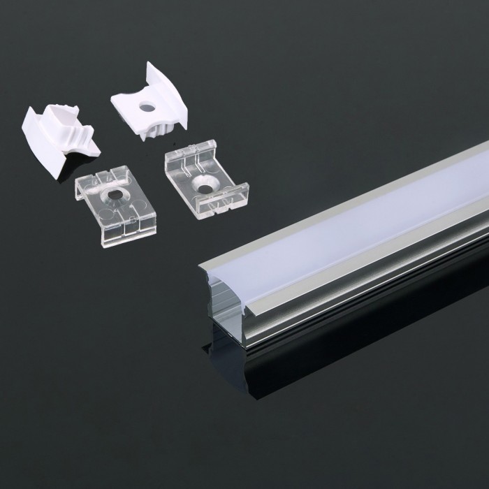 Deep Recessed Aluminium LED Channel set - Anodised - Milky Diffuser 2000mm