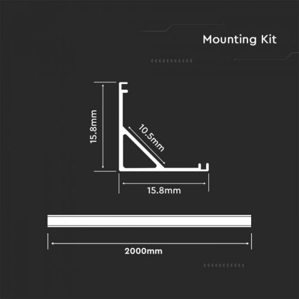 Corner LED Aluminium Profile Set 15.8/15.8mm Milky Diffuser 2m