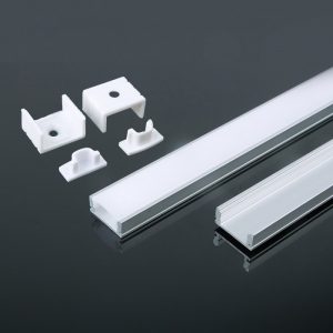 Shallow Aluminium LED Channel Square set 2000x17.4x7mm - Milky Diffuser Cover