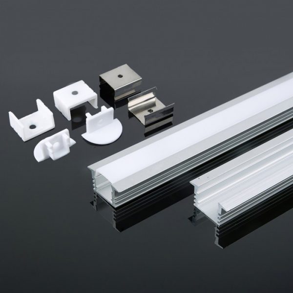 Recessed Anodised Aluminium LED Channel  Milky Diffuser 2m